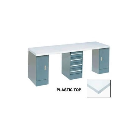 GLOBAL EQUIPMENT 96 x 30 Extra Long Production Workbench - Plastic Laminate Square Edge Gray 318914